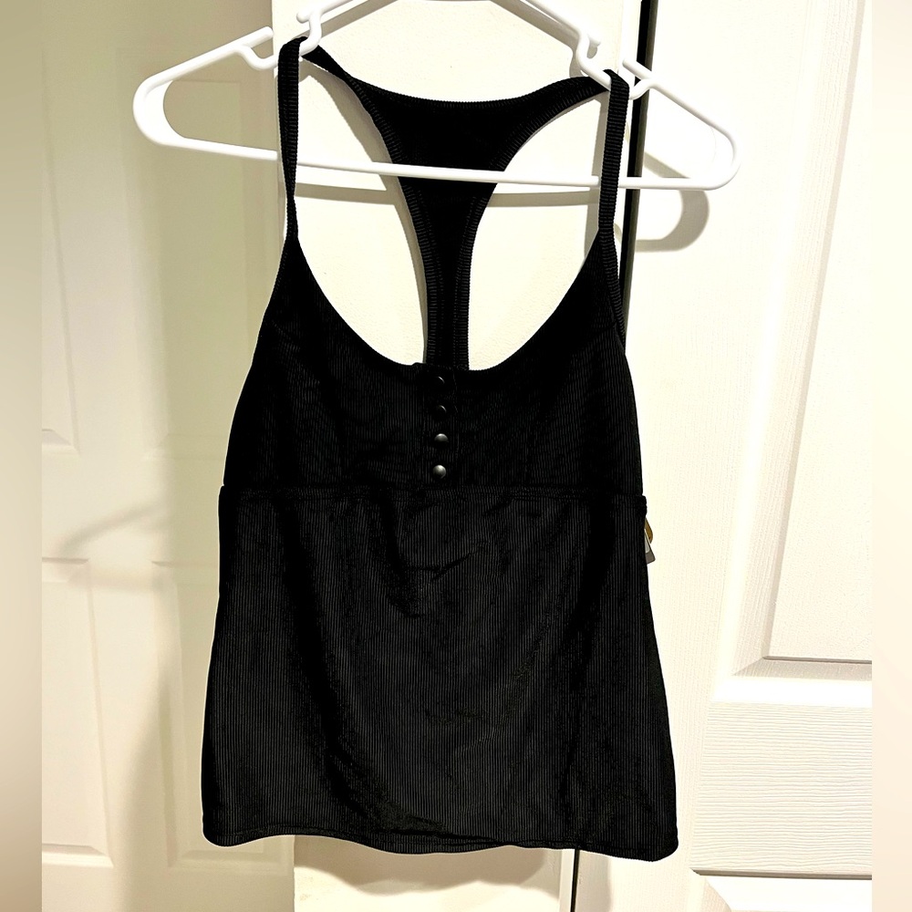 Reebok AntiMicrobial Swim Tankini Top Size M Black Ribbed NWT